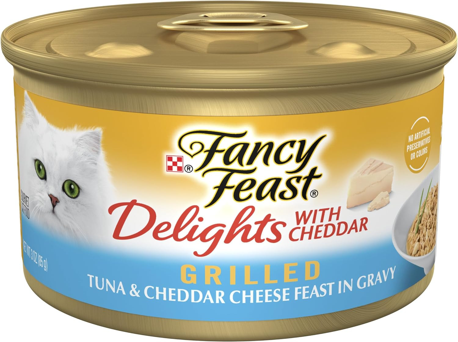 Purina Delights with Cheddar Grilled Tuna  Wet Cat Food Gravy Cat Food (24) 3 Oz