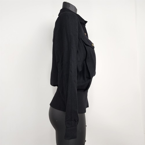 Vintage Shiung Zu Black Wool Shacket Shirt Jacket Waist Belt Accent - Picture 7 of 9