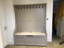 5 ft High Back Style Monks Bench/Settle/Pew With Coat Hooks & Storage 