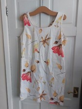 Mode Uk 16 White Floral Sleeveless Stretchy Dress Summer Holiday Beach