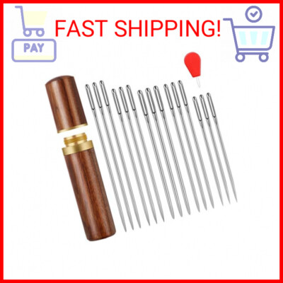 FEBSNOW 30PCS Large Eye Stitching Needles, 5 Sizes Big Eye Hand Sewing Sharp Nee
