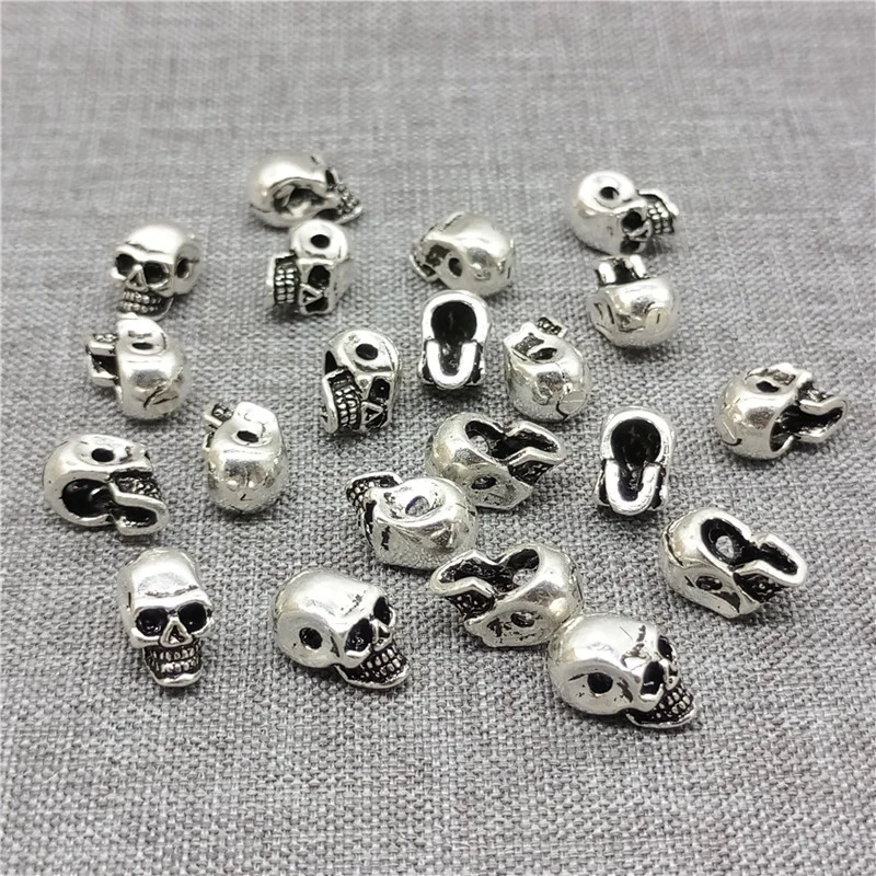 4 piezas de espaciadores de esqueleto punk con cuentas de calavera de plata de ley 925 Foto 3 de 4