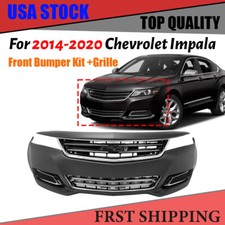 Front Bumper Cover Upper &Lower Grille Fog Lights Kit For 2014-2020 Chevy Impala