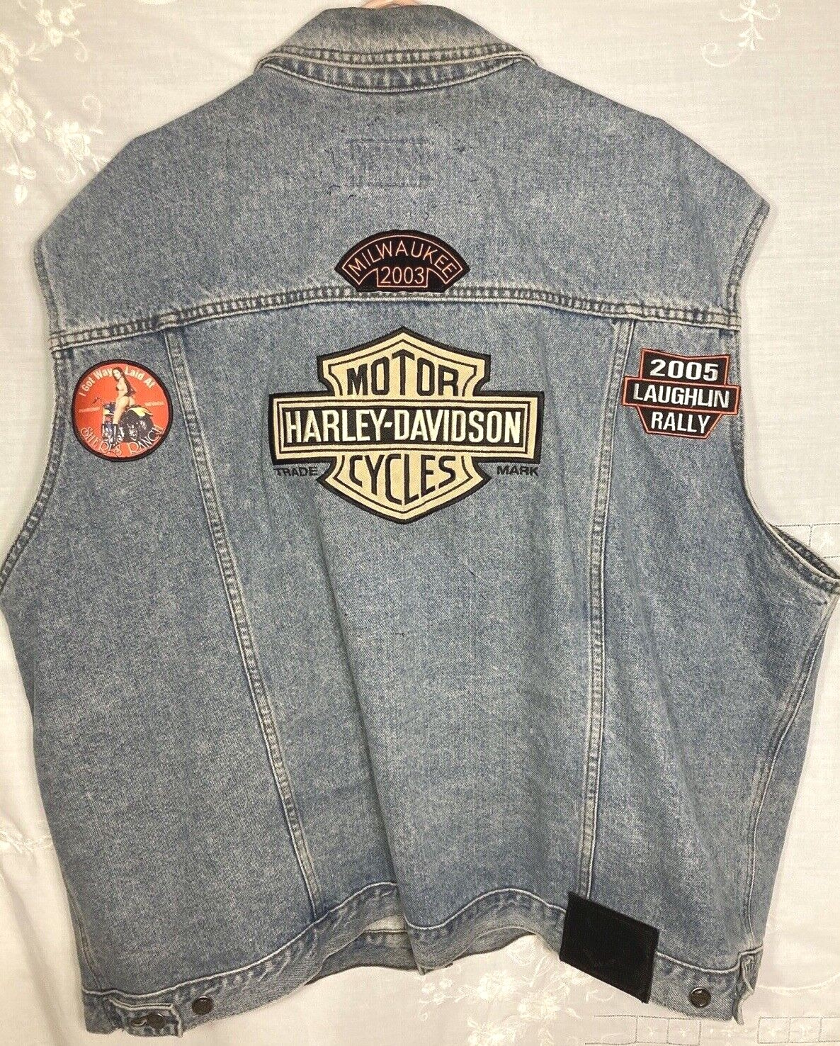 Harley Davidson Denim Vest with Patches HD Motorcycle… Gem