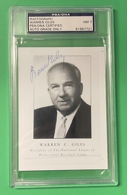 WARREN GILES AUTO AUTOGRAPH PHOTOGRAPH PSA/DNA 7 NEAR MINT