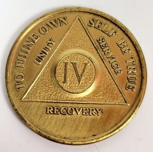 Alcoholics Anonymous 4 Four Years Bronze Medallion Coin Token
