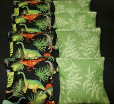 JURASSIC PARK DINOSAURS made w cotton fabric 8 Cornhole Bean Bags ACA Regulation