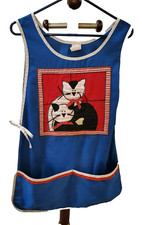 Vintage 80s Full Apron Applique CATS Pockets Ties One Size Fits Most Made in USA