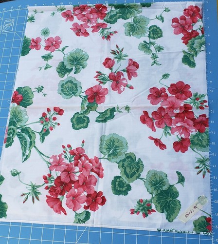 Joan Kessler Concord Fabrics Inc. Red Floral Fabric 2 Pieces ~44"x18" & ~44"x36" - Picture 2 of 7