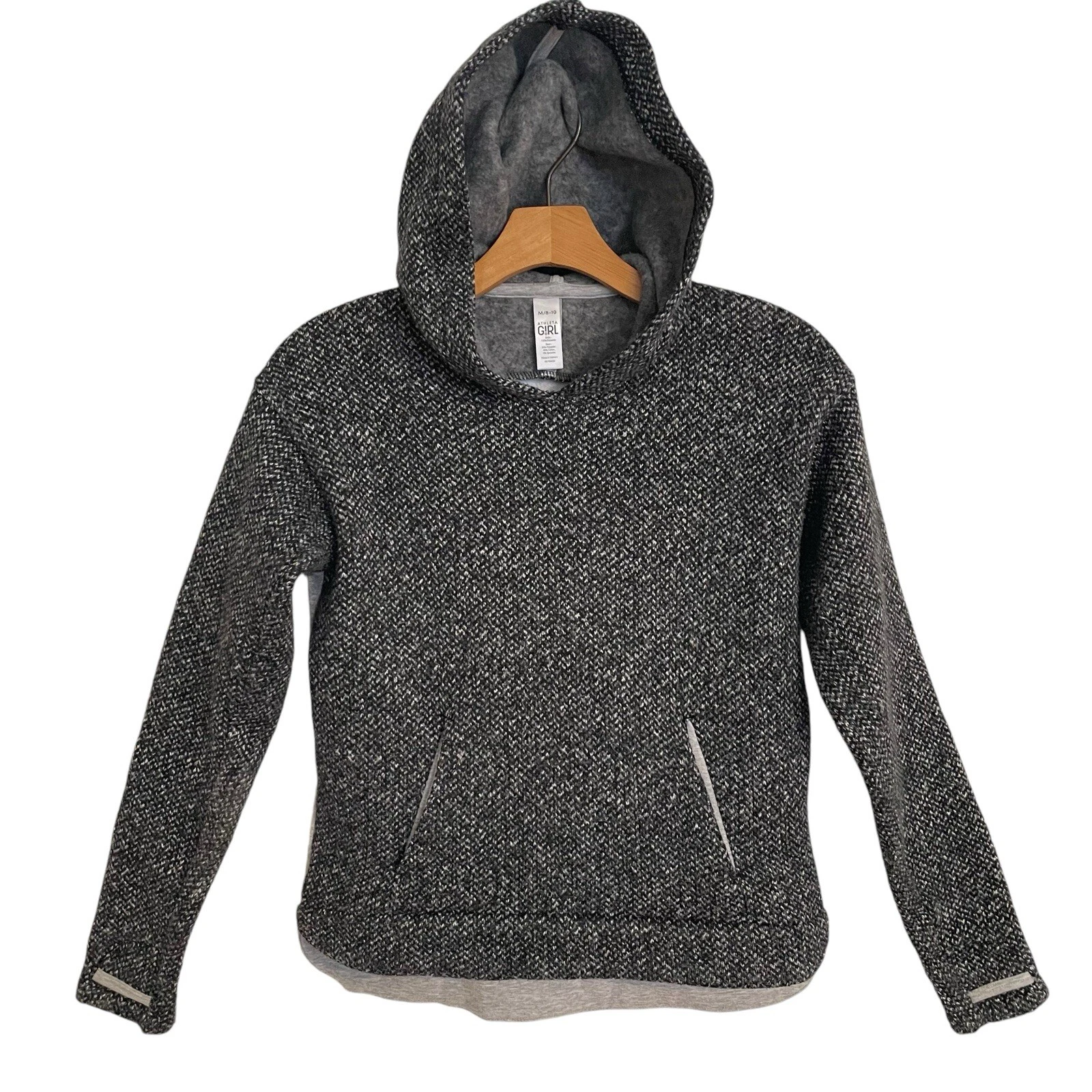 Athleta Girl Hoodie Size Sz 8/10 M Heavier Weight Warm Slant Pockets Thumbholes