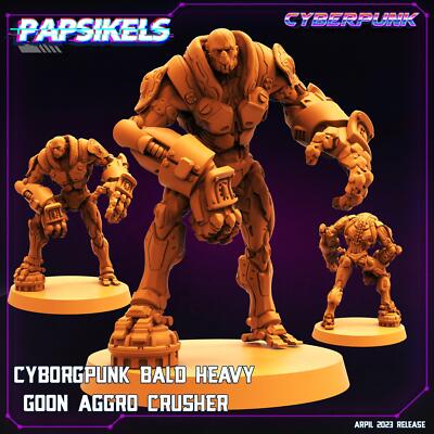 3D Printed Papsikels Cyberpunk Sci-Fi - Cyborgpunk Bald Heavy Goon Aggro Crusher