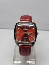 Dressy Peugeot Quartz Boyfriend Red Woman's Wrist Watch Leather Adjustable Band