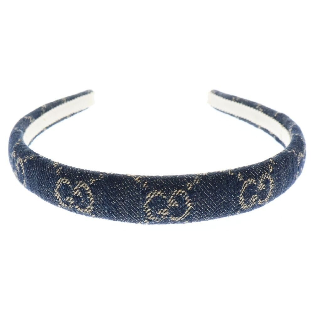 【美品】GUCCI デニムヘアバンド カチューシャ652835 GUCCI グッチ 652835 GGジャガード エコウォッシュドデニム ヘアバンド