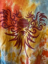 Harley Davidson Motorcycles Tie Dye Long Sleeve Crew Neck T-Shirt Sz L Ladies