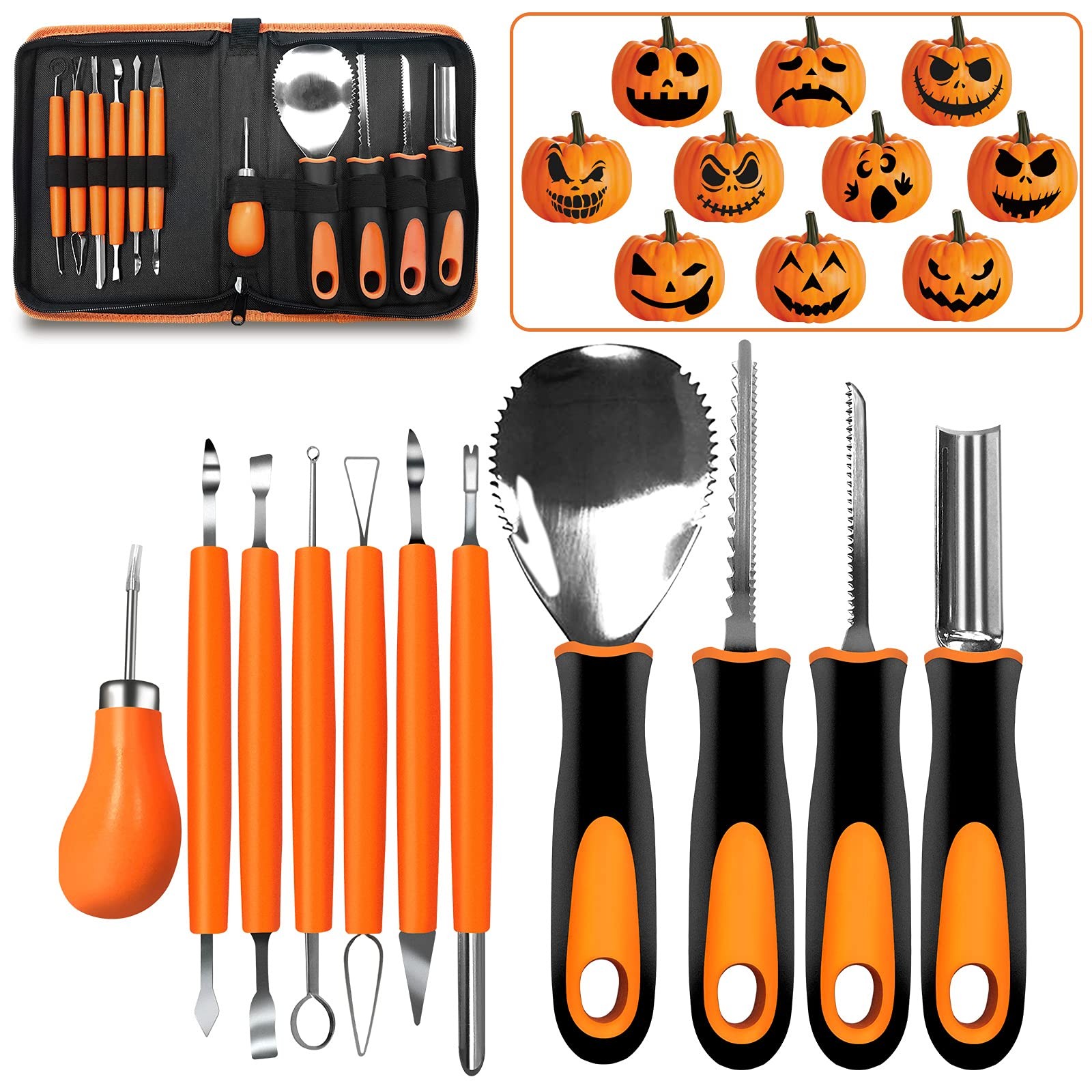 Kit Intaglio Zucca Halloween,Kit di 11 strumenti per carving ad alte (w3W)