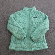 Patagonia Jacket Kids Small 7-8 Green Quilted Full Zip Insulated STY68006FA18