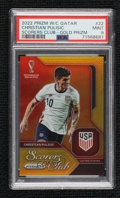 2022 Panini Prizm World Cup Qatar Scorers Club Gold 2/10 Christian Pulisic 0s7m