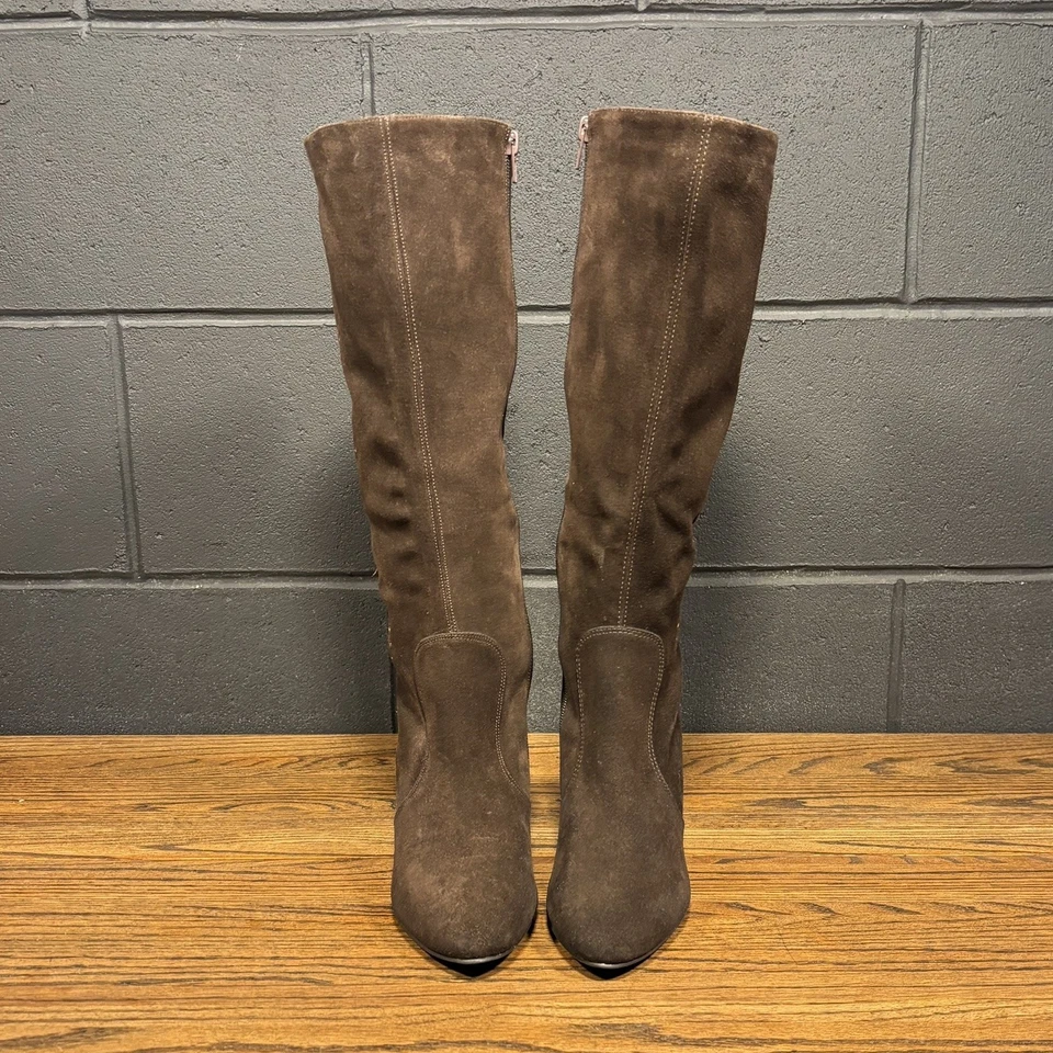 Laura Ashley Hadley Brown Suede Leather Embroidered Knee High Boots Women’s 8.5 - Image 3 of 4