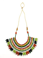 African Maasia Handmade Seed Tear Drop Bead Pendant Draw String Tribal Necklace