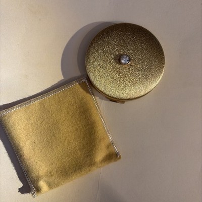 Vintage Volupte 50s 60s Gold Color Press Powder Compact - NOS