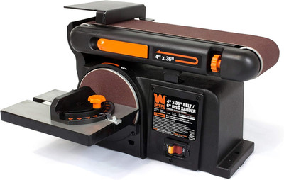 Benchtop Belt and Disc Sander with 4 X 36 In. Belt, 6 In. Disc and Cast Iron Bas