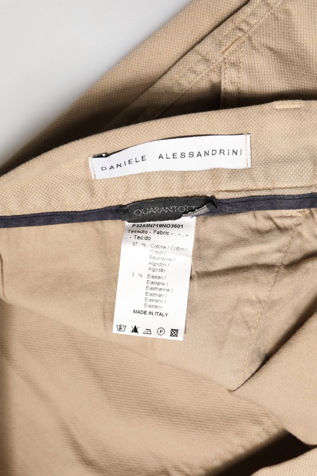 DANIELE ALESSANDRINI Pants Beige Cotton Skinny Chino Trouser IT48/W34/M 430usd image 5
