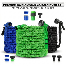 Expandable Garden Hose Pipe Anti Kink With 7 Function Water Spray Gun Magic Hose