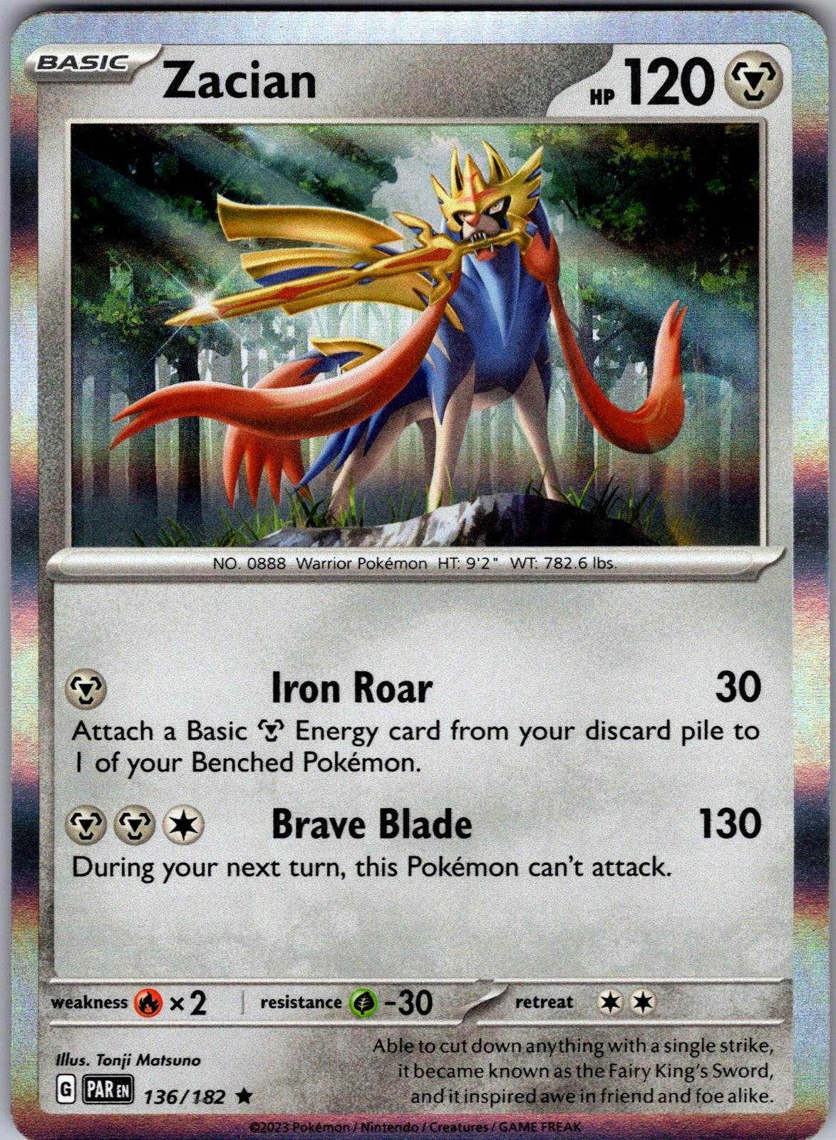 Zacian 136/182 Rare Paradox Rift Pokemon Holo Near Mint