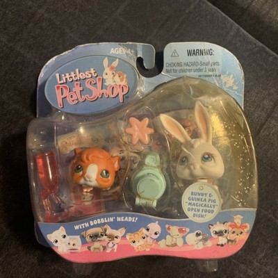 Littlest Pet Shop LPS Guinea Pig & Bunny 2004 Release RARE Retired Box Bad Shape