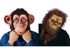 Deluxe Chimp Mask Costume for Adults, Multi Color Latex Accessory by Fun World