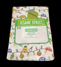 Sesame Street One Standard Set Of 2 Pillow Cases Christmas Theme NEW