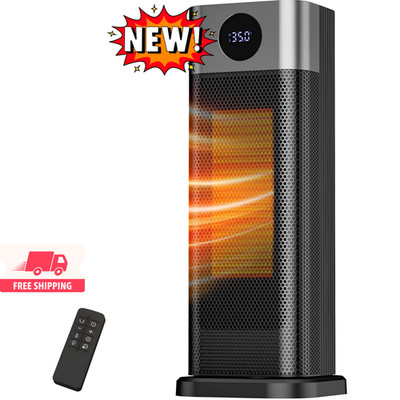 Calefactor de interior con control remoto, 1500 W, portátil, 39 cm de alto, term