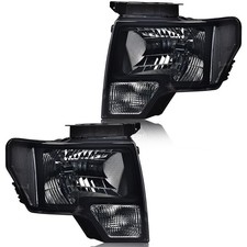 Ford F-150 Smoked Headlights Headlights For 2009-2014 Ford F150 Pair Smoke Lens Black Housing DL3Z13008AF