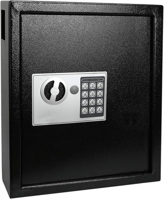 40-Key Wall Mount Lock Box - Heavy Duty Digital Key Safe Storage (Black)