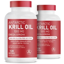 2 Packs Antarctic Krill Oil 1000mg with Omega-3s EPA  DHA and Astaxanthin  US