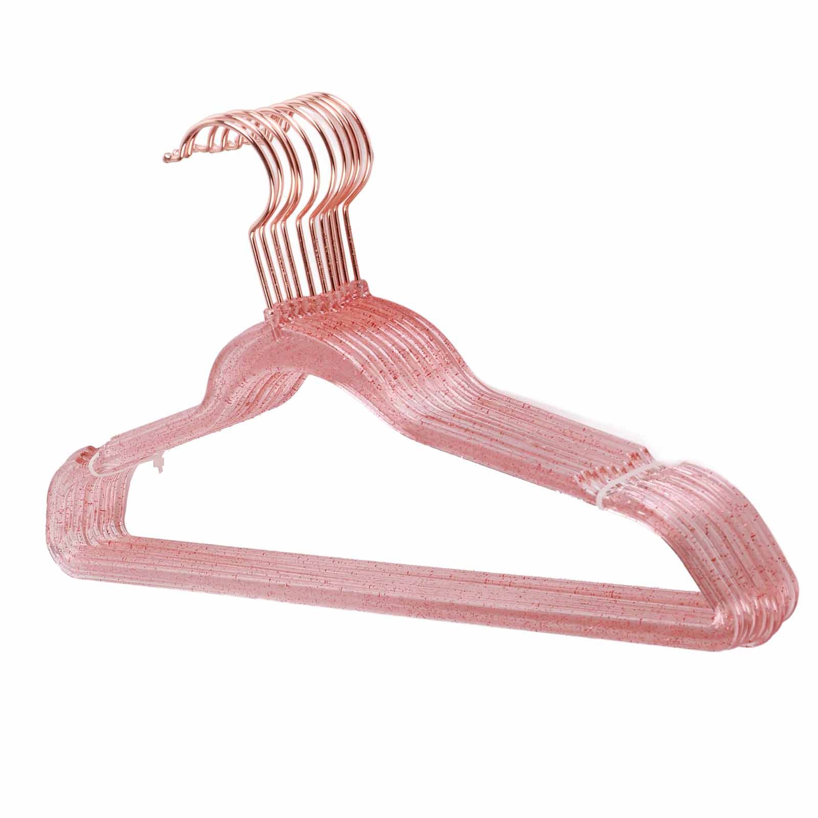 10Pcs Clothes Hangers Plastic 40cm Glitter Transparent Crystal Seamless Clothes