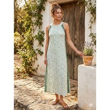 J. Jill M Green Floral Paisley Halter Neck Shift Dress Medium Boho Cottagecore