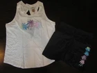 Victoria's Secret PINK Shine Glitter Slit back tank Top Bike Shorts Lot XL NEW