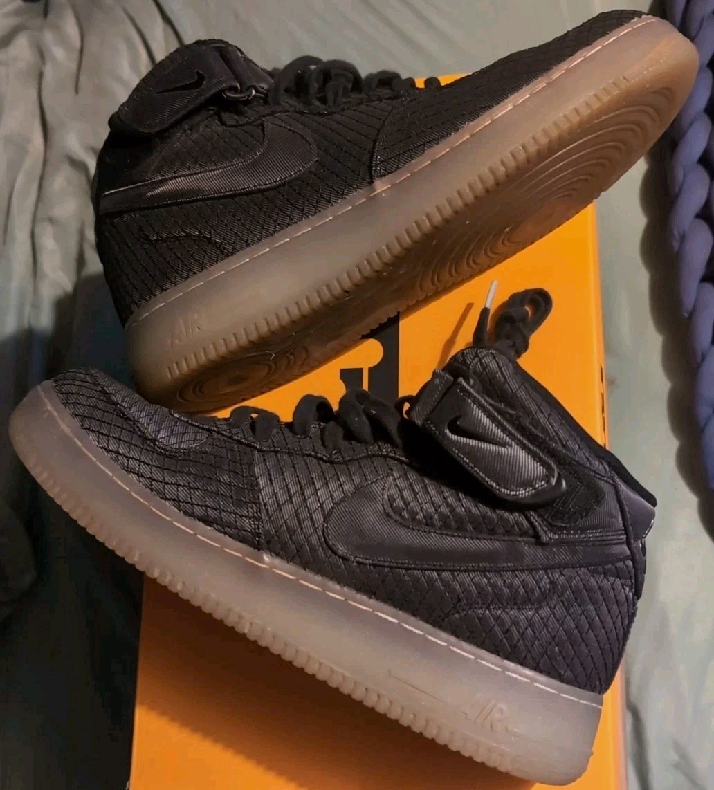 🔥Nike Air Force '07 Mid LV8 Straps Black Textured✔️ Men Sz 13 RARE 💯  RETRO🔥