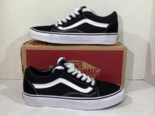Vans Men’s Size 5 EU 36.5 Black / White Canvas Old Skool Athletic Shoes AJ-1207