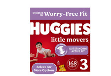 Huggies Little Movers Baby Diapers, Size 3 16-28 lbs , 168 Count.