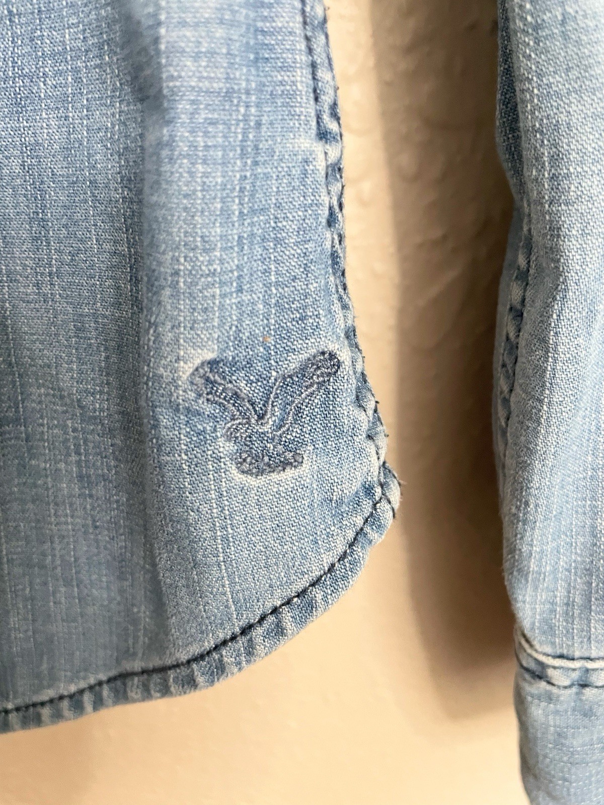 American Eagle Denim Chambray Snap Button Western… - image 6