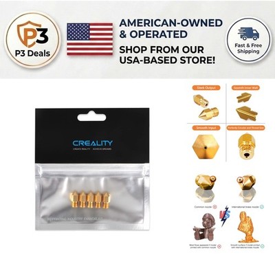 Ender 3 & CR 10 Compatible 5-Pack 0.4mm MK8 Brass Nozzles for Superior Prints