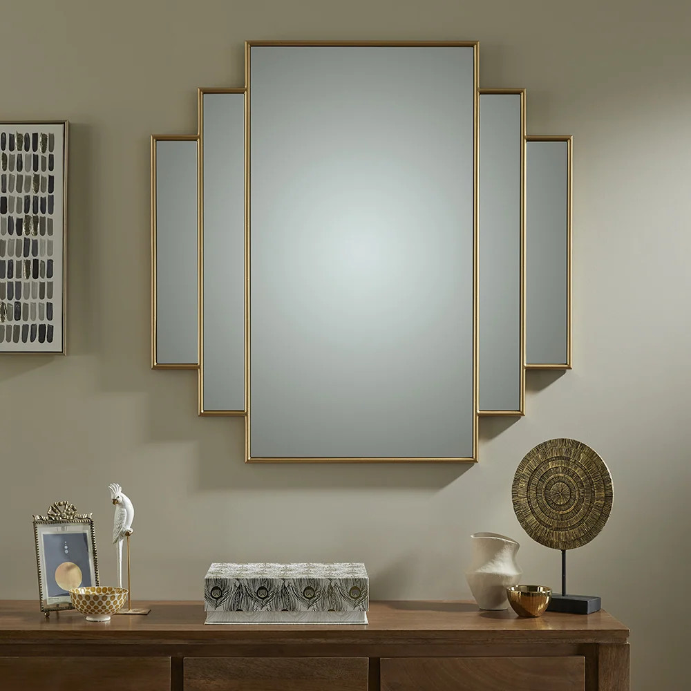 Wall Mirror Charleston Rectangular Shape with Gold Frame H 90cm X L 90cm