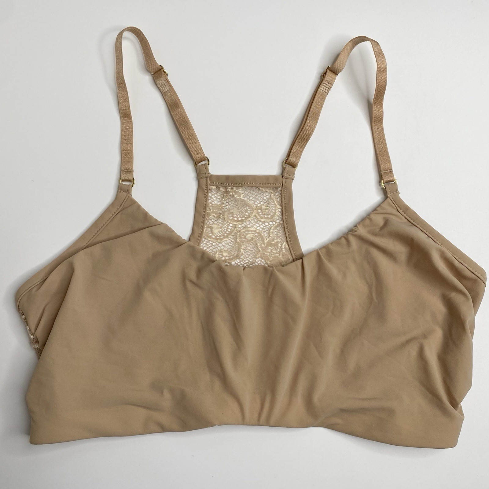Commando Ivory Nude Double Take Lace Racerback Bralette Size Medium / Large