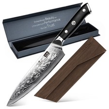 SHAN ZU 8in Japanese Chef Knife VG10 Damascus Steel Kitchen Knife Wood Sheath
