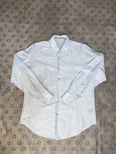 Robert Graham Men  s Flip Cuff Button Up Shirt Geometric Floral Light Blue Size L