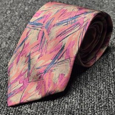 Vintage Enzo Brunatti Abstract Tie Purple Pink Blue 100% Silk USA Made Necktie