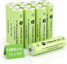 12 AA Rechargeable Batteries 1500mAh 1.2V Ni-MH for Solar Lights, Toys, Remotes 1.69 per gallon