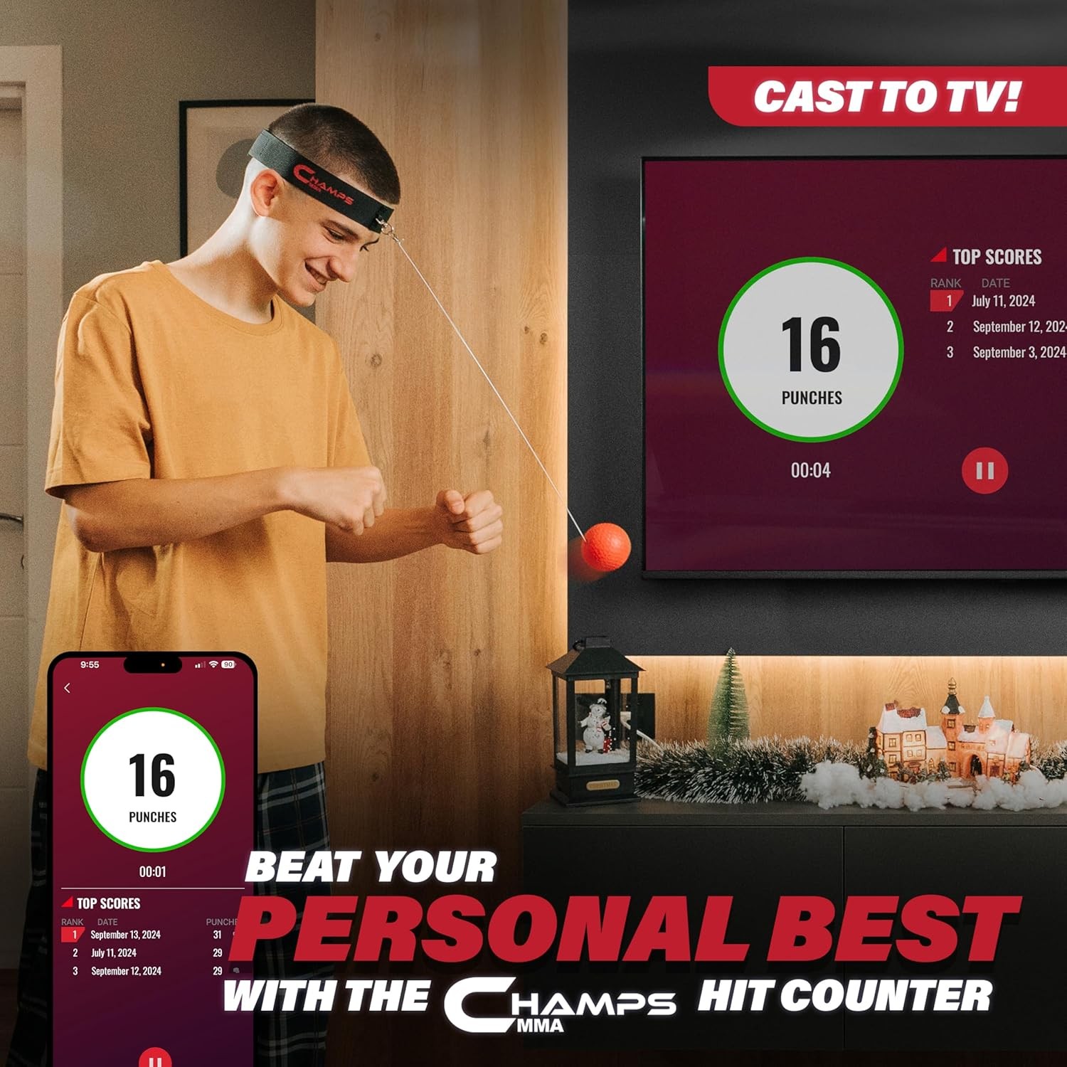 Boxing Reflex Ball Set with Punch Counter App | 4 Balls with Varying Weights, He